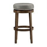 Homelegance By Top-Line Emerson Brown Finish Faux Leather 29" Swivel Bar Height Stool (Set of 2) Grey Rubberwood