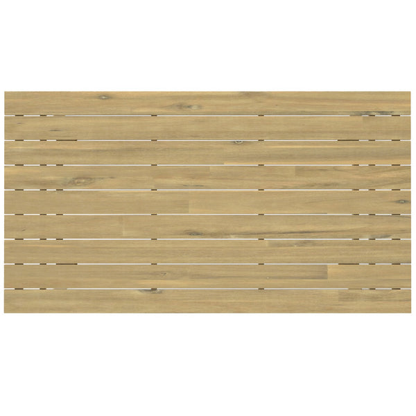 English Elm Kona Handcrafted Outdoor Dining Table in Light Teak - Solid Acacia, Seats 6, 65" x 35", Durable Finish B136P159387