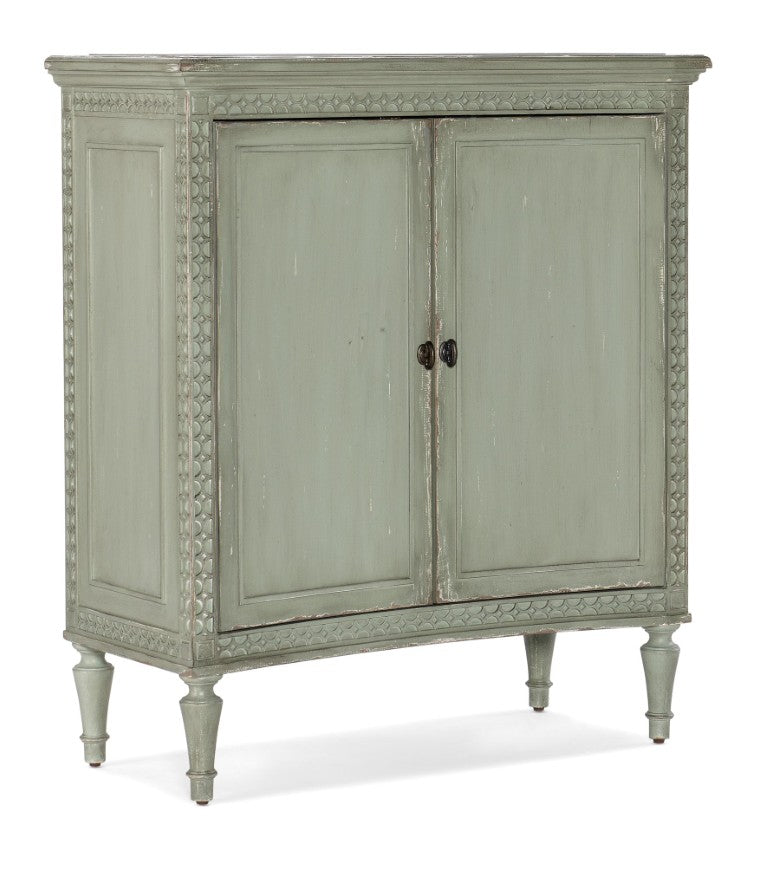Hooker Furniture Charleston Verdigris Green Two-Door Accent Chest With Soft-Close Doors, Fretwork & Adjustable Shelf 6750-50001-32