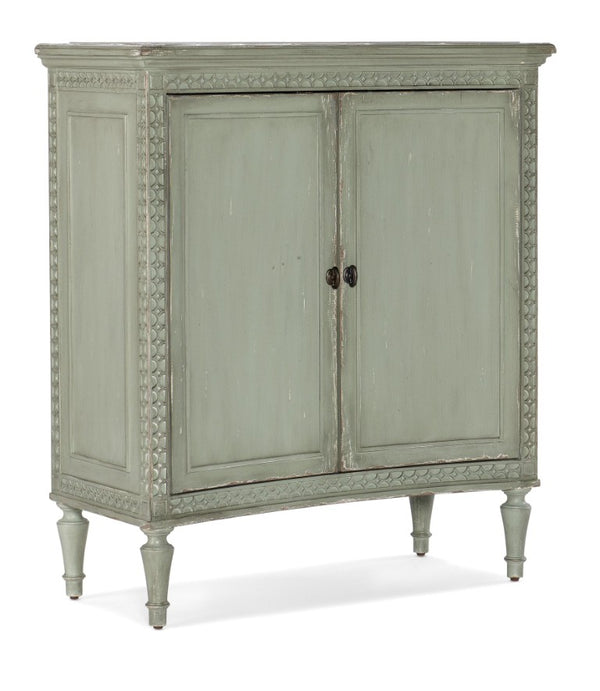 Hooker Furniture Charleston Verdigris Green Two-Door Accent Chest With Soft-Close Doors, Fretwork & Adjustable Shelf 6750-50001-32