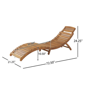 English Elm Christopher Knight Home® - LAHAINA Acacia Wood Foldable Chaise Lounge for Patio & Poolside — Weather-Resistant, Portable Comfort Brown 38.5 L x 24.75 W x 8.5 H 57076.00