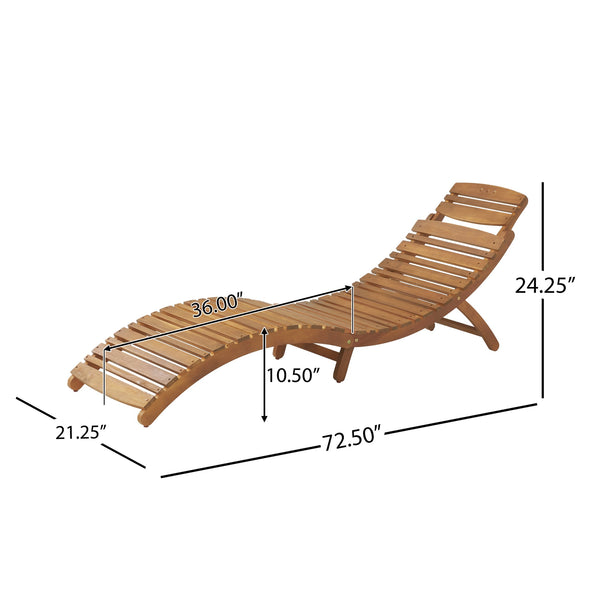 English Elm Christopher Knight Home® - LAHAINA Acacia Wood Foldable Chaise Lounge for Patio & Poolside — Weather-Resistant, Portable Comfort Brown 38.5 L x 24.75 W x 8.5 H 57076.00