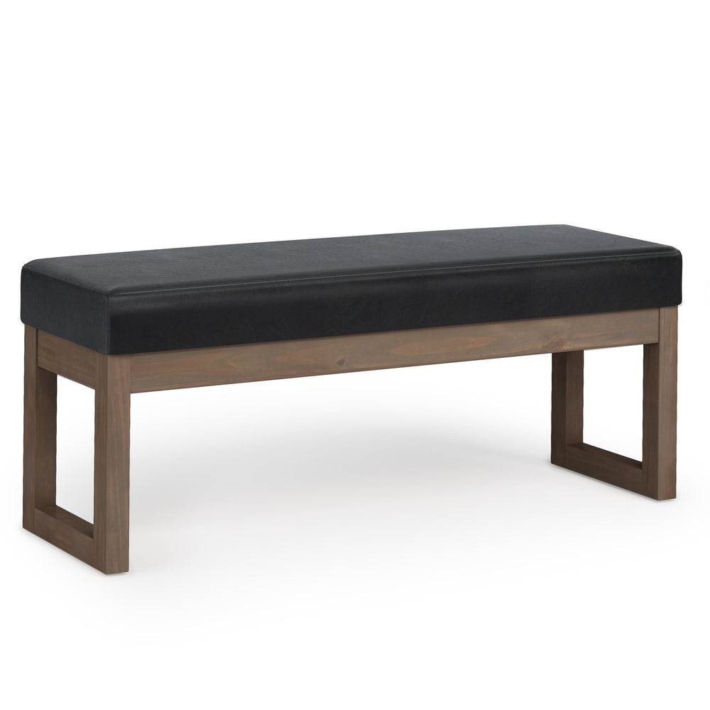English Elm Milltown Large Ottoman Bench - Versatile Midnight Black Faux Leather For Modern Interiors, 44" Wide B136P159080