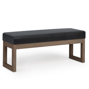 English Elm Milltown Large Ottoman Bench - Versatile Midnight Black Faux Leather For Modern Interiors, 44" Wide B136P159080