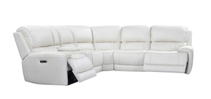 Parker House Parker Living Empire - Verona Ivory 6 Piece Modular Power Reclining Sectional with Power Adjustable Headrests Verona Ivory Top Grain Leather with Match (X) MEMP-PACKA(H)-VIV