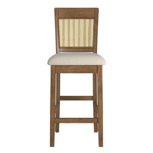 Homelegance By Top-Line Delroy Cane Accent Slat Back Counter Height Stools (Set of 2) Oak Rubberwood
