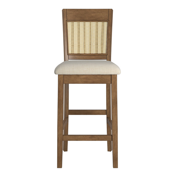 Homelegance By Top-Line Delroy Cane Accent Slat Back Counter Height Stools (Set of 2) Oak Rubberwood