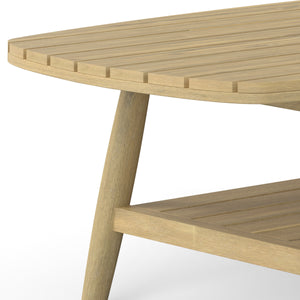 English Elm Bayshore Light Teak Outdoor Coffee Table — Solid Acacia Slatted Top, Weather-Resistant, 43.3" W B136P159365