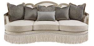 A.R.T. Furniture Giovanna Bezel Sofa - Luxurious European-inspired Design With Plush Cushions & Glamorous Finish White, Silver  509501-5727ab