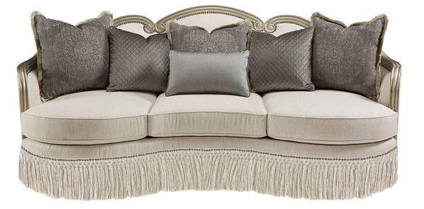 A.R.T. Furniture Giovanna Bezel Sofa - Luxurious European-inspired Design With Plush Cushions & Glamorous Finish White, Silver  509501-5727ab