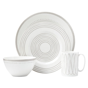 Lenox Kate Spade Charlotte Street Grey West 4-piece Place Setting Taupe ,Grey, WHITE PORCELAIN 867951