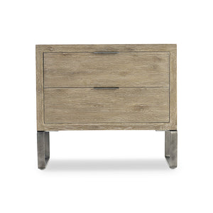 Bernhardt Bernhardt Tribeca Nightstand Aurum Oak With Textured Steel Sled Base, Soft-Close Drawers & Usb Charging 333229