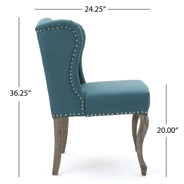 English Elm Kd Wingback Accent Chair Tufted Back Nailhead Trim Cabriole Legs Traditional Style 60001.00DTE