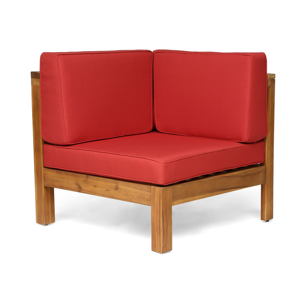 English Elm Oana Outdoor Corner Chair Solid Acacia Hardwood Slat Design with Weather Resistant Cushion 64495.00RED