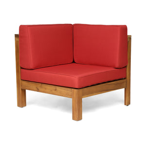 English Elm Oana Outdoor Corner Chair Solid Acacia Hardwood Slat Design with Weather Resistant Cushion 64495.00RED