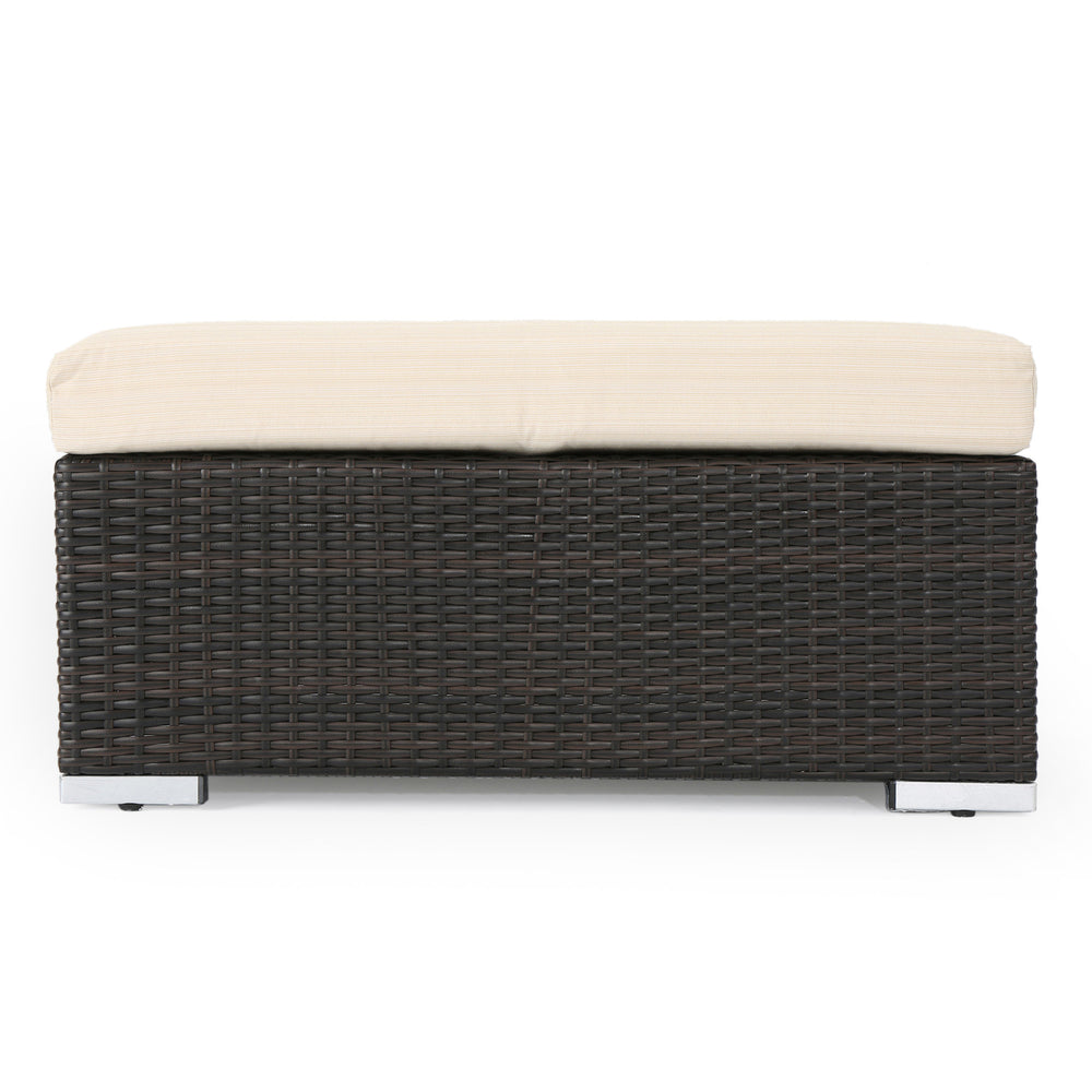 English Elm Christopher Knight Home® - SANTA SANTA ROSA Ottoman with Water-Resistant Cushion, Aluminum Frame, Faux Rattan Outdoor Seating Multi 57546.00ALUMBRN