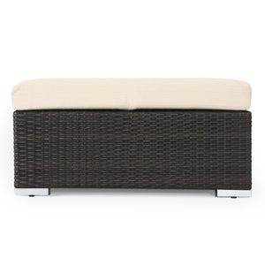 English Elm Christopher Knight Home® - SANTA SANTA ROSA Ottoman with Water-Resistant Cushion, Aluminum Frame, Faux Rattan Outdoor Seating Multi 57546.00ALUMBRN