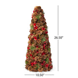 Christopher Knight Home® - Noble House - Pre-Decorated Pine Cone and Glitter Unlit Artificial Tabletop Christmas Tree