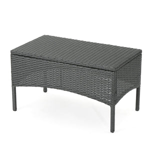 English Elm Christopher Knight Home® - CORDOBA PE Rattan 4-Pc Wicker Chat Set with Cushions, Iron Legs & Waterproof Fabric Comfort Grey 57458.00GRY