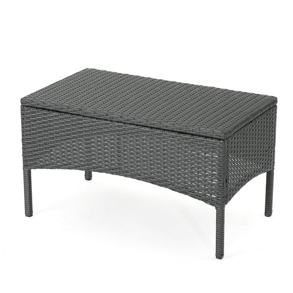 English Elm Christopher Knight Home® - CORDOBA PE Rattan 4-Pc Wicker Chat Set with Cushions, Iron Legs & Waterproof Fabric Comfort Grey 57458.00GRY