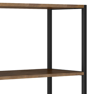 English Elm Ralston Rustic Acacia Bookcase with 4 Shelves & Black Metal Frame, Aged Brown Finish, 72"H B136P159422
