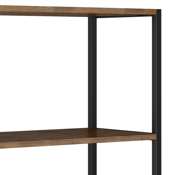 English Elm Ralston Rustic Acacia Bookcase with 4 Shelves & Black Metal Frame, Aged Brown Finish, 72"H B136P159422