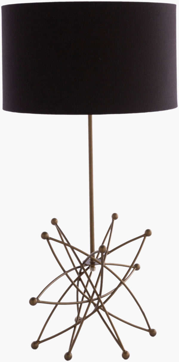 Surya Bud Modern 26" Accent Table Lamp - Handcrafted Cotton & Metal Design For A Stylish Home Decor Refresh Body, Metallic ,Brass,Shade, Black,Cord, Translucent Iron,Cotton,Cotton Ubd-001