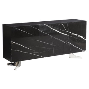 Bernhardt Bernhardt Imani Buffet With Nero Marquina Stone Overlays, Onyx Finish, Soft-Close Doors, Sleek Base 316136