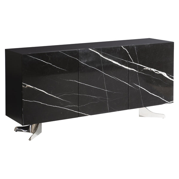Bernhardt Bernhardt Imani Buffet With Nero Marquina Stone Overlays, Onyx Finish, Soft-Close Doors, Sleek Base 316136