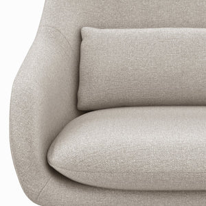 English Elm Elmont Mid-Century Accent Chair in Natural Woven Fabric with Lumbar Pillow & Black Metal Base, Upholstered B136P159930