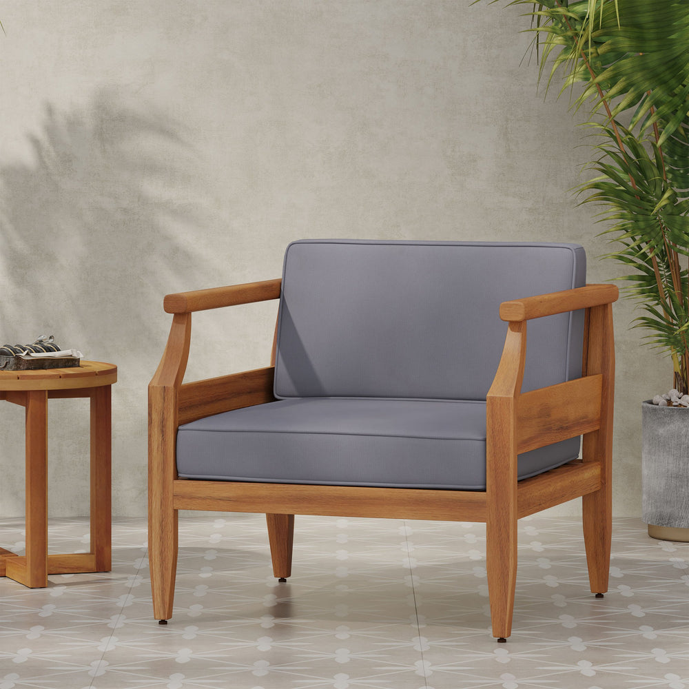 English Elm Aston Outdoor Mid-century Acacia Wood 4 Piece Patio Chat Set with Teak Finish 68589.00DGRY