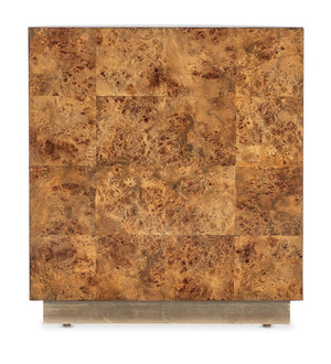 Hooker Furniture Melange Mappa Burl Half-Oval Accent Table With Warm Golden Finish And Gold Plinth Base, 22X24x24 628-50718-80