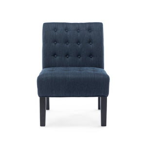 English Elm Accent Slipper Chairs Set of Two Button Tufted Plush Upholstered Living Room Pair 70752.00NBLU
