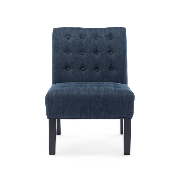 English Elm Accent Slipper Chairs Set of Two Button Tufted Plush Upholstered Living Room Pair 70752.00NBLU
