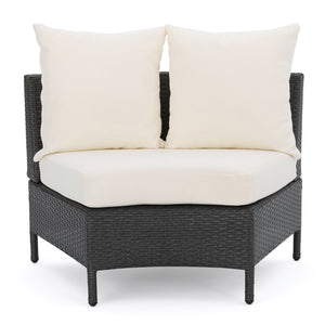 English Elm Christopher Knight Home® - PT LIMON Single Sofa Set Grey/White Faux Rattan 2 Curved Armless Chairs Iron Frame 400lb Capacity 54786.00GRY
