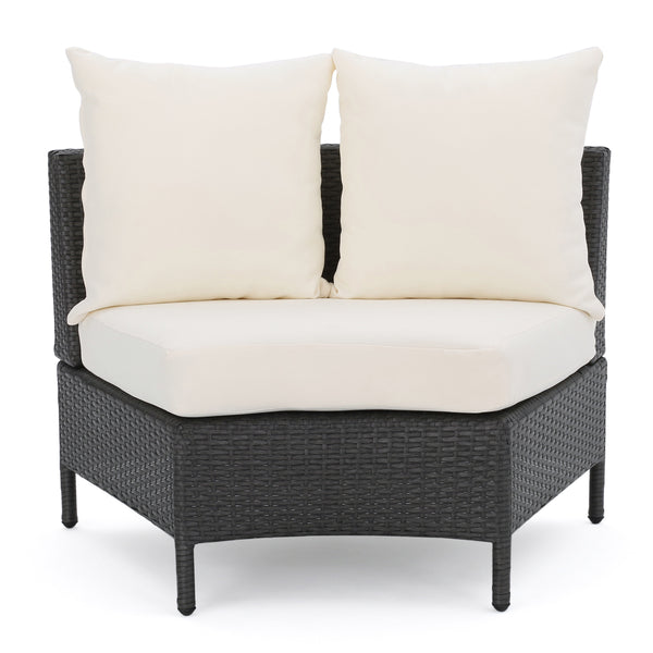 English Elm Christopher Knight Home® - PT LIMON Single Sofa Set Grey/White Faux Rattan 2 Curved Armless Chairs Iron Frame 400lb Capacity 54786.00GRY
