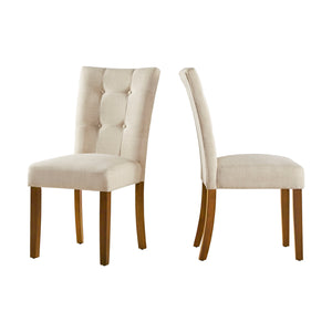 Homelegance By Top-Line Jayden Cherry Finish Upholstered Dining Chairs (Set of 2) Beige Rubberwood