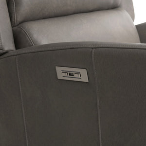 Bernhardt Bernhardt Weller Gray Leather Power Motion Chair With Pop-Up Headrest Usb Port Plush Stitching 231RLCO