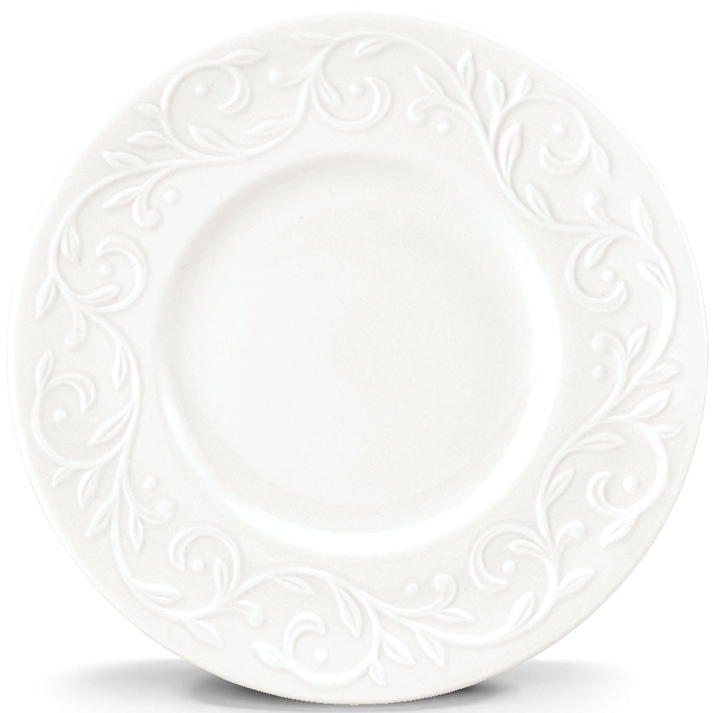 Lenox Opal Innocence Carved 4-piece 7" Dessert Plate Set by White, WHITE PORCELAIN 813880