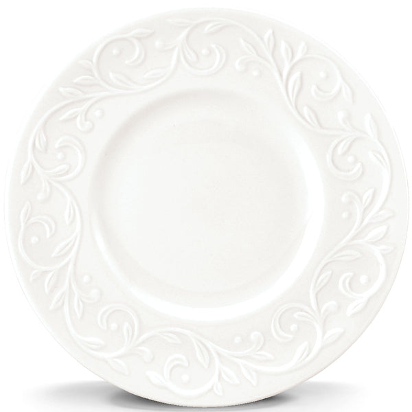 Lenox Opal Innocence Carved 4-piece 7" Dessert Plate Set by White, WHITE PORCELAIN 813880