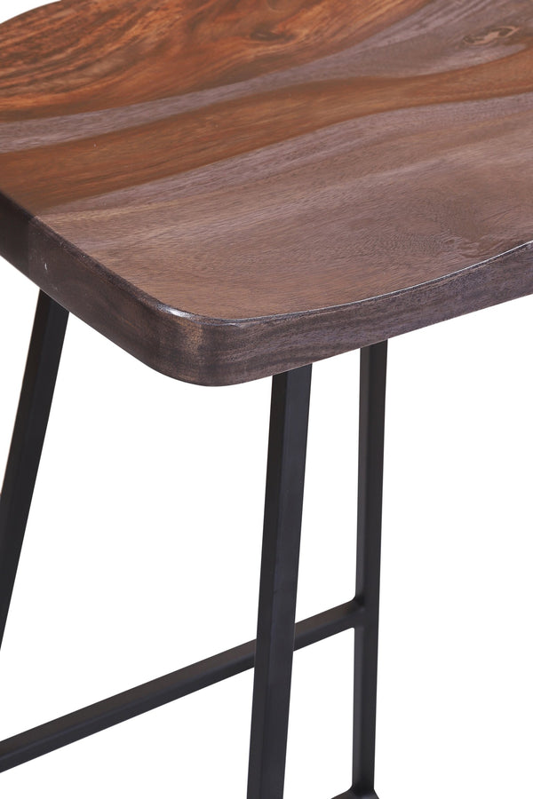 Porter Designs Clement Solid Acacia Wood Bar Stool With Sleek Lines And Comfortable Scooped Seat Gray Wood 07-196-10-2098