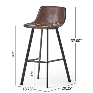 English Elm Christopher Knight Home® - Set of 2 Dax Faux Leather Barstool Brown with Faux Snakeskin Stitching, Cushioned Seat & Steel Legs 57582.00