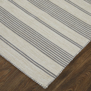 Feizy Rugs Duprine Eco-friendly Hand-woven Indoor Rug - Stylish Nautical Design With Classic Pin Stripes Gray,Ivory Pet,Polyester 7220560fgry000g99