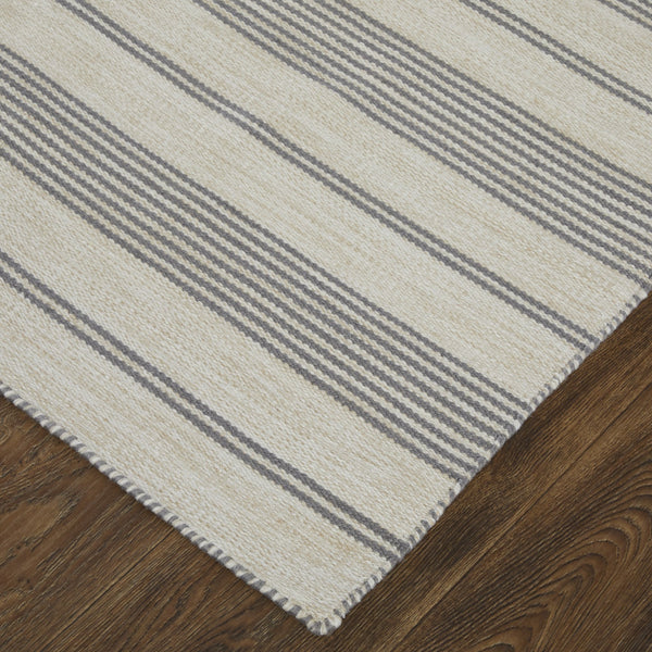 Feizy Rugs Duprine Eco-friendly Hand-woven Indoor Rug - Stylish Nautical Design With Classic Pin Stripes Gray,Ivory Pet,Polyester 7220560fgry000g99