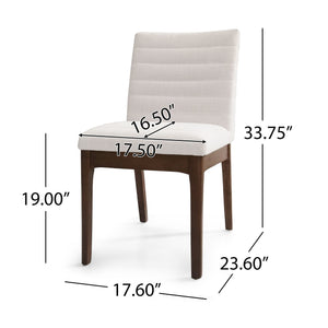 English Elm Upholstered Parsons Dining Chairs Set of 2 Channel Stitch Mid-century Walnut Frame 73471.00LBGE