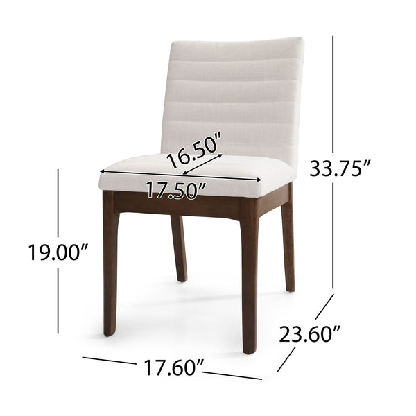 English Elm Upholstered Parsons Dining Chairs Set of 2 Channel Stitch Mid-century Walnut Frame 73471.00LBGE