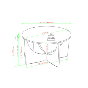 35" Round Coffee Table with Open Crossed Arch Base Calacatta Marble, Dark Walnut LNAL1KCMDW Walker Edison