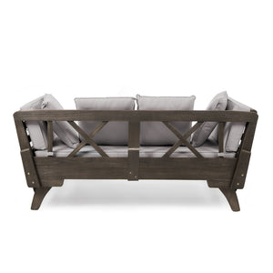 English Elm Ottavio Outdoor Acacia Wood Daybed with Weather Resistant Cushions for Patio Lounging 63454.00
