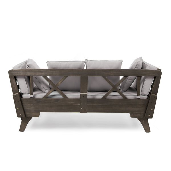 English Elm Ottavio Outdoor Acacia Wood Daybed with Weather Resistant Cushions for Patio Lounging 63454.00