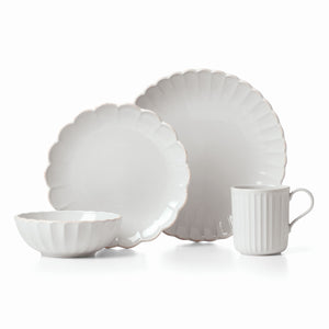 Lenox French Perle Scallop 4-Piece Place Setting White, WHITE STONEWARE 893472